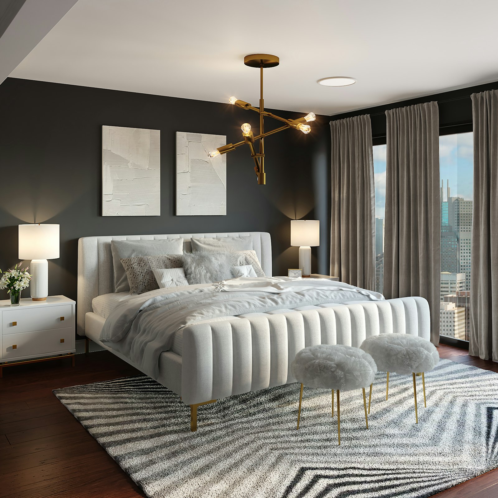 Luxury bedroom designed by JAR Interio